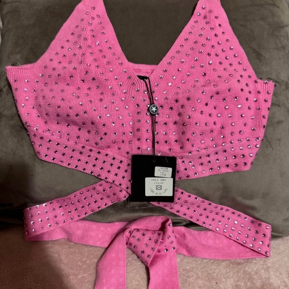 Pink Studded Crop Top